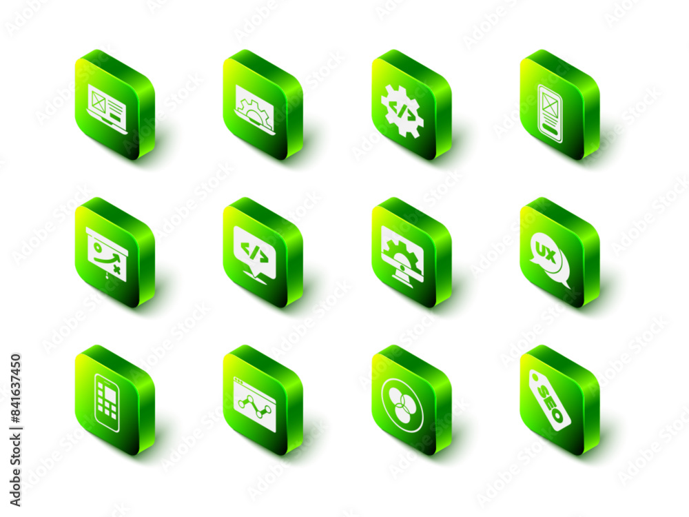 Poster set web development, front end, ui or ux design, seo optimization, rgb and cmyk color mixing and web