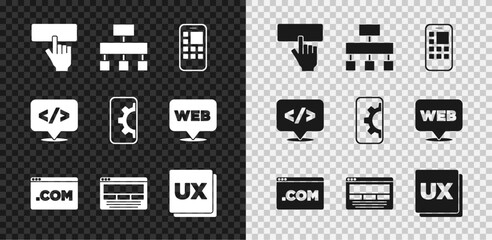 Set Keyboard, Site map, Mobile Apps, UI or UX design, Front end development and Web icon. Vector