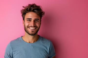 Fototapeta premium A close up portrait of a young man with a subtle smile
