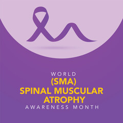 Spinal Muscular Atrophy Awareness Month. Vector web banner, poster, card for social media, networks. Text SMA Awareness Month, it is a genetic condition that causes muscle weakness and atrophy.august
