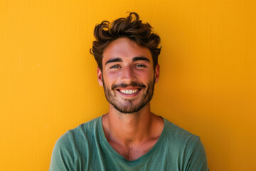 Obraz premium A close up portrait of a young man with a subtle smile