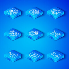 Set line Microscope, GMO, DNA symbol, Biohazard, Genetically modified orange, engineering modification and Test tube and flask icon. Vector