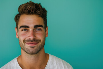 Fototapeta premium A close up portrait of a young man with a subtle smile