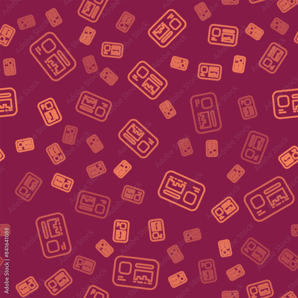Aufkleber brown line identification badge icon isolated seamless pattern on red background. it can be used for