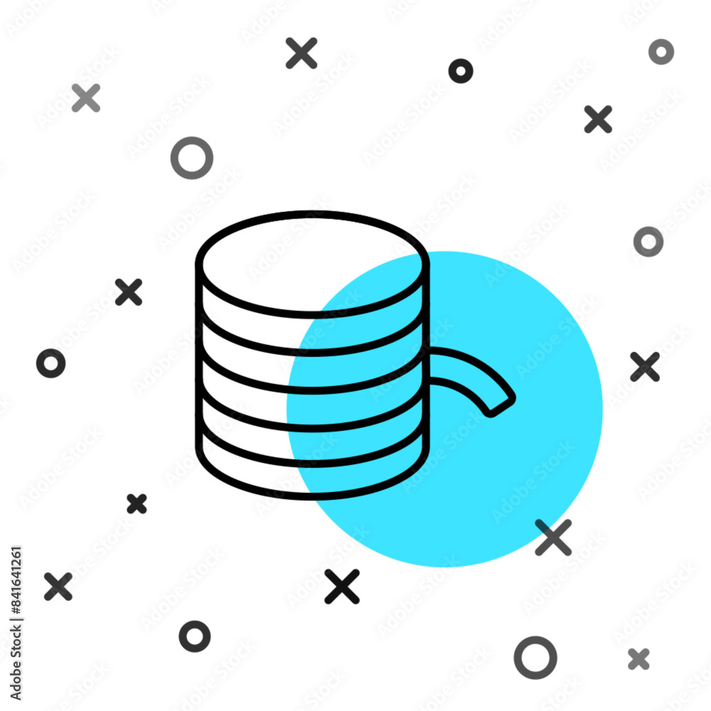 Poster black line plastic filament for 3d printing icon isolated on white background. random dynamic shapes