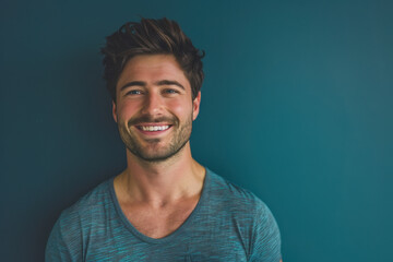 Obraz premium A close up portrait of a young man with a subtle smile