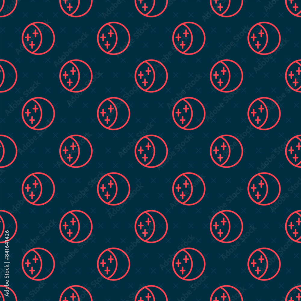 Poster red line eclipse of the sun icon isolated seamless pattern on black background. total sonar eclipse.