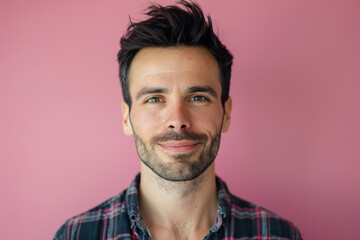 Obraz premium A close up portrait of a young man with a subtle smile