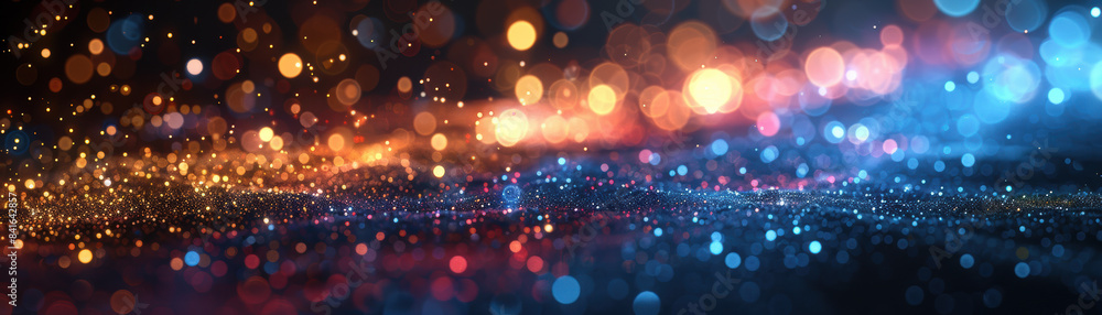 Poster vibrant abstract bokeh background with colorful lights creating a dynamic and festive atmosphere per