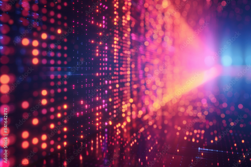 Poster abstract digital light pattern with vibrant pink and blue colors, creating a futuristic and dynamic 