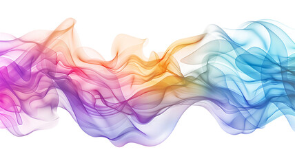 Series of transparent rainbow liquid flow shapes forming spirals and swirls, isolated on a white background, adding a whimsical and dynamic touch to the design.
