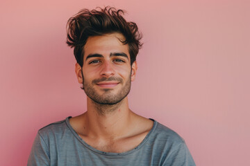 Obraz premium A close up portrait of a young man with a subtle smile