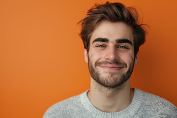 Fototapeta premium A close up portrait of a young man with a subtle smile