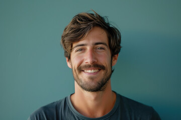 Obraz premium A close up portrait of a young man with a subtle smile