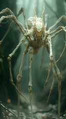A creepy looking creature with long legs and a spider-like head