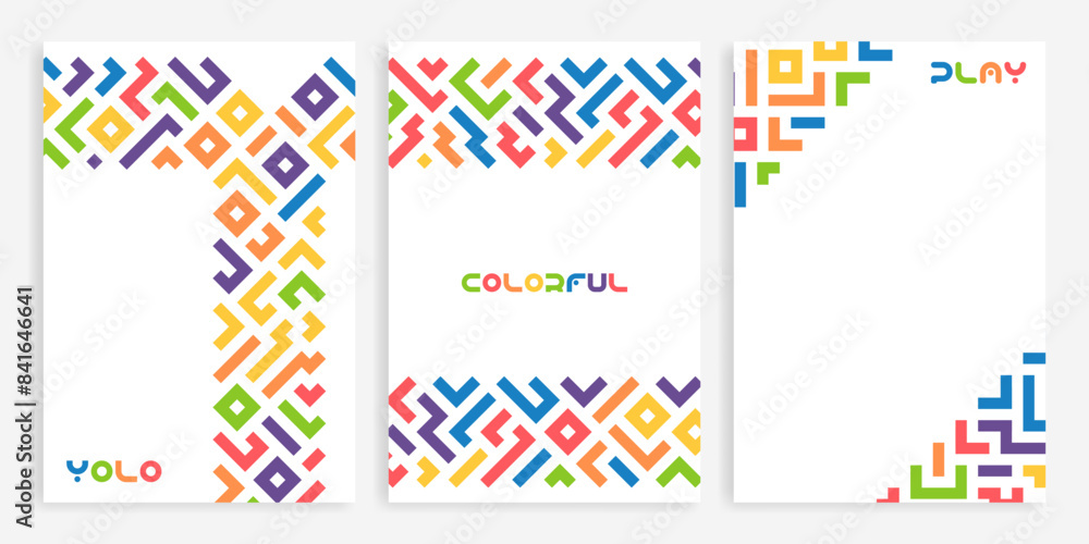 Aufkleber colorful line doodle seamless pattern set. creative minimalist style art background collection, tren
