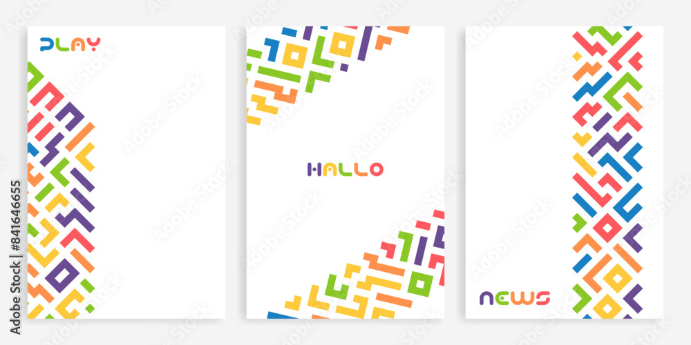 Aufkleber colorful line doodle seamless pattern set. creative minimalist style art background collection, tren