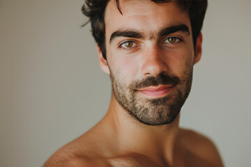 Obraz premium A close up portrait of a young man with a subtle smile