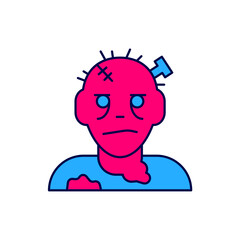 Filled outline Zombie mask icon isolated on white background. Happy Halloween party. Vector