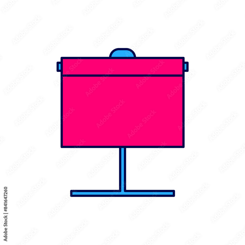 Poster filled outline projection screen icon isolated on white background. business presentation visual con