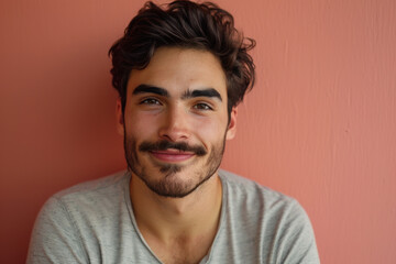 Fototapeta premium A close up portrait of a young man with a subtle smile