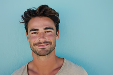 Fototapeta premium A close up portrait of a young man with a subtle smile