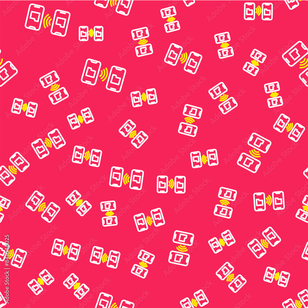 Poster line cloud technology data transfer and storage icon isolated seamless pattern on red background. ve