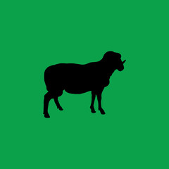 Vintage Sheep Side. Silhouette Style. Vector