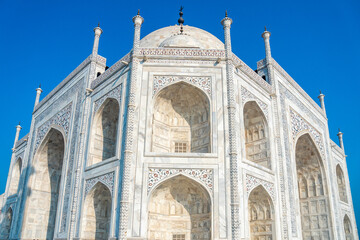 Experience the serene beauty of Taj Mahal in Agra, India at dusk, a majestic view to behold