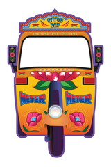 sticker of Indian auto-rickshaw. tuk-tuk in Thailand, truck art on it