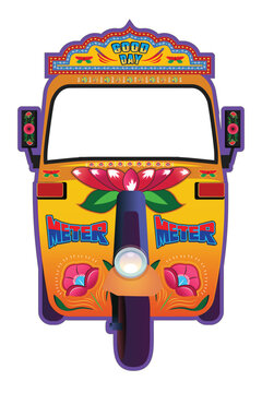 sticker of Indian auto-rickshaw. tuk-tuk in Thailand, truck art on it