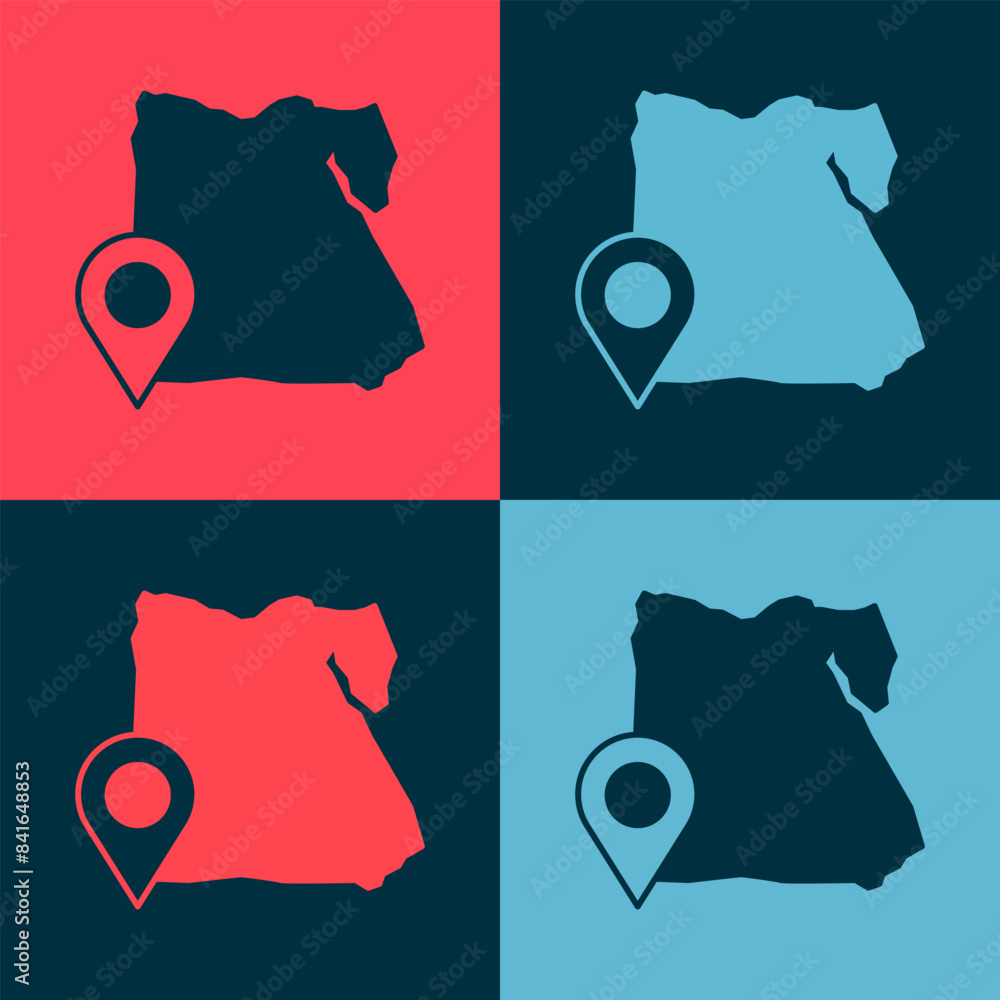 Poster pop art map of egypt icon isolated on color background. vector