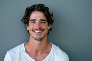Fototapeta premium A close up portrait of a young man with a subtle smile