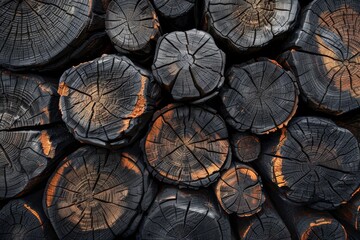 Fototapeta premium Burnt Wood Logs Texture