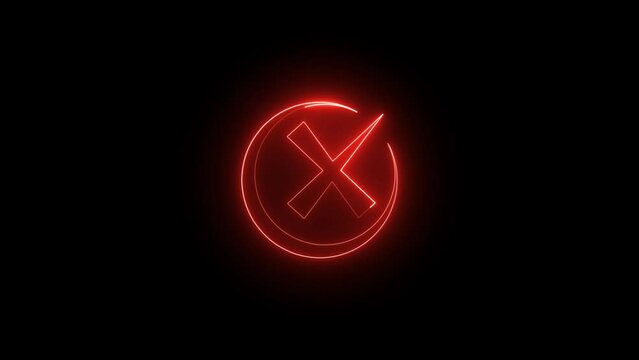 cross mark symbol of cancel, deny, wrong or incorrect in motion graphic animation.