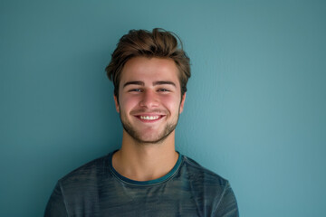 Fototapeta premium A close up portrait of a young man with a subtle smile
