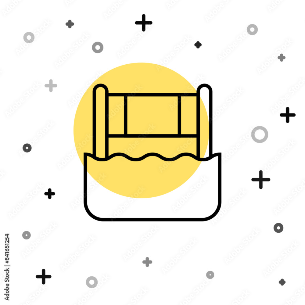 Poster black line water volleyball net icon isolated on white background. random dynamic shapes. vector