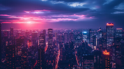 Fototapeta premium Cyberpunk cityscapes with neon lights.