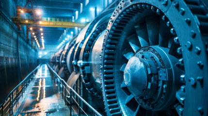 Fototapeta premium A large industrial machine with a blue and silver color scheme