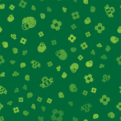 Set line Fingerprint, Cyber security and Processor with microcircuits CPU on seamless pattern. Vector