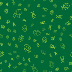 Set line Comedy and tragedy masks, Director movie chair and on seamless pattern. Vector