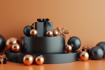 Naklejka premium Black and Gold Christmas Decor