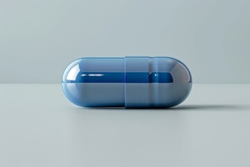 Blue Capsule on a Minimalistic Background