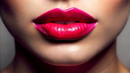 Fototapeta premium Confident and Stylish Lips in Vibrant Lipstick