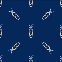 Line Carrot icon isolated seamless pattern on blue background. Vector
