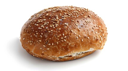 Rye bun with a crunchy texture on a plain white background