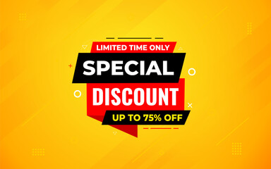 Special Discount offer banner.sale banner vector template. Discount label and sale background, Special Discount marketing poster design for web and Social. Vector Illustration.