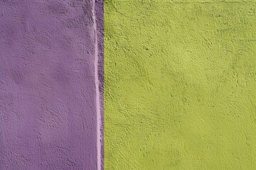 Simple minimalist background featuring a concrete wall painted in two colors, green and purple, divided by a white stripe