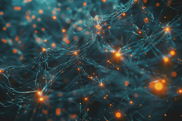 Abstract science, circle global network connection in hands on night sky background.