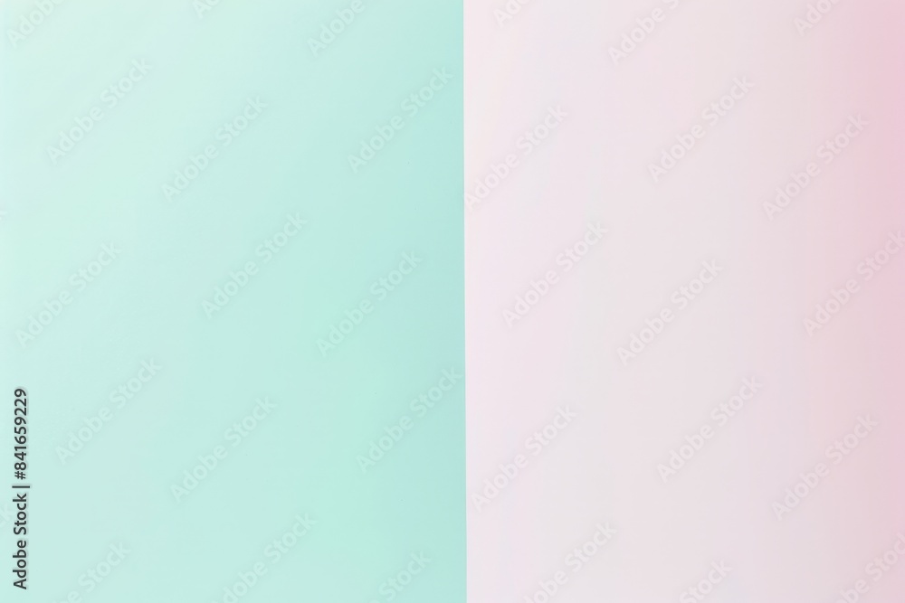 Poster minimalist image featuring a solid color background, split vertically into a soft pink and a pale te